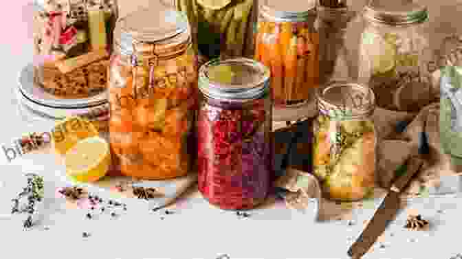 A Variety Of Fermented Beverages And Condiments, Including Kombucha, Kefir, And Sauerkraut, Showcasing Their Vibrant Colors And Probiotic Benefits Healthy Cooking: Beneficial Breads Wholesome Cakes Old Grains And Also Bubbling Ferments