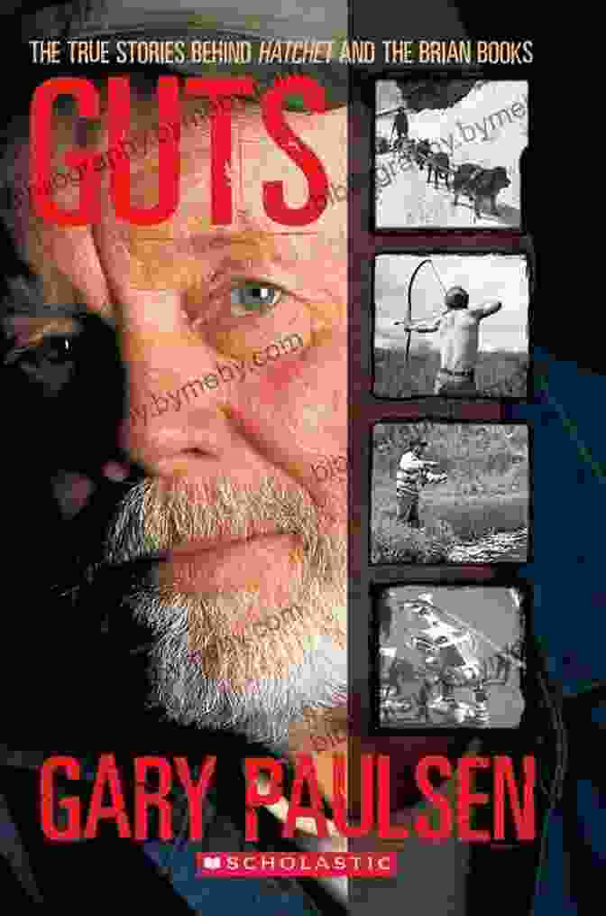 Gary Paulsen's Guts Book Cover Featuring A Young Boy In A Canoe Battling A Storm Guts Gary Paulsen